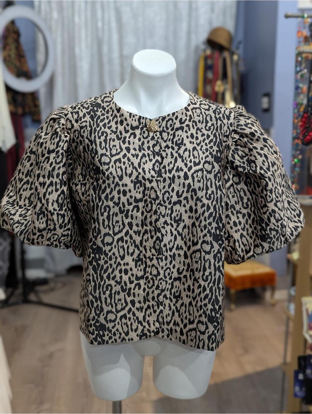 H&M Balloon Sleeved Leopard Print Blouse